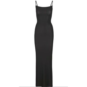 Skims Soft Lounge Petite Long Slip Dress DR-MID-4353 Onyx XXSP